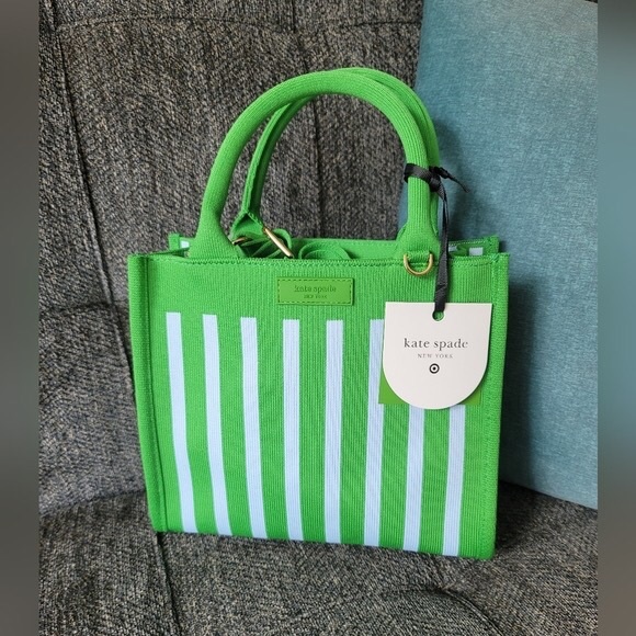 kate spade Handbags - Kate Spade Green Stripe Tote NWT